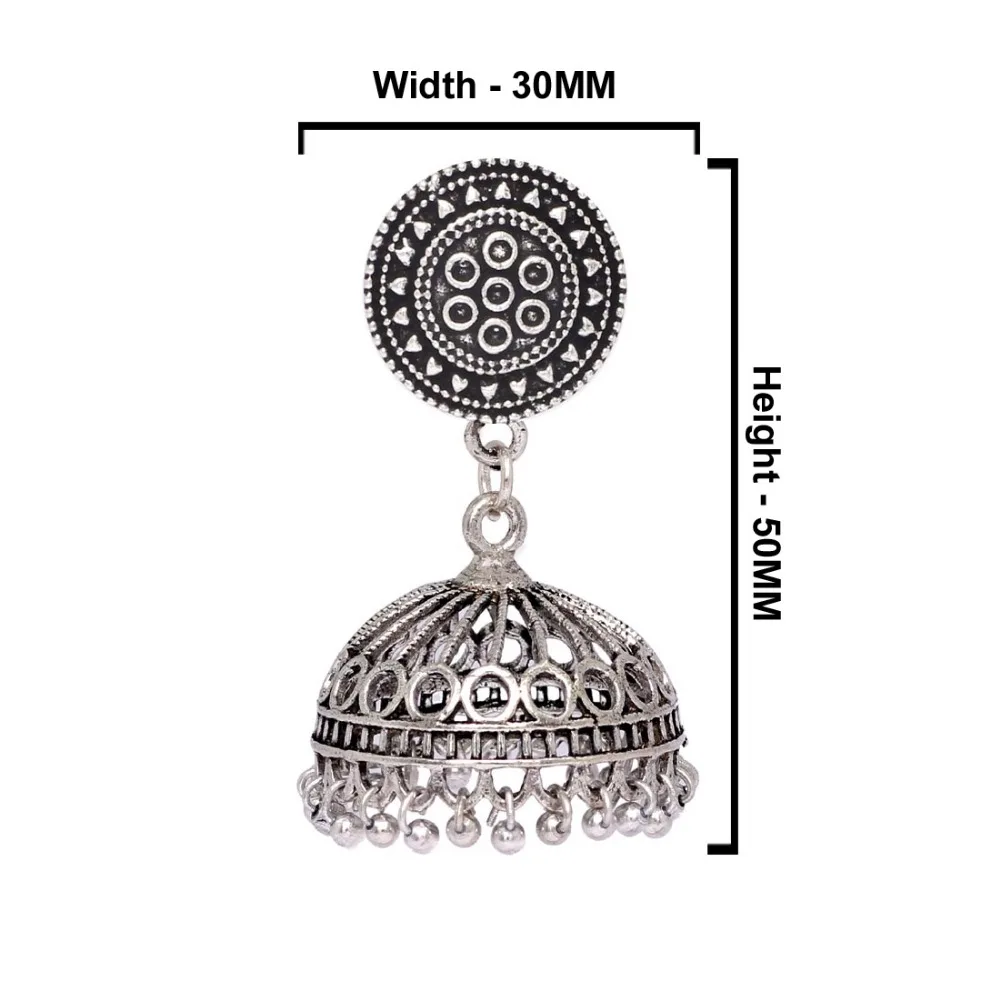 Traditional Look Oxidised Silver Silver Jhumki Earrings Jewellery