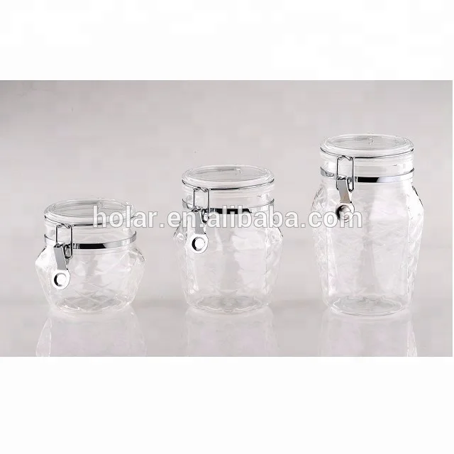 [Holar] Taiwan Made 650 1000 1250 ml Clear Canister Plastic Container for Food Spice Candy Cookie Flour Herb
