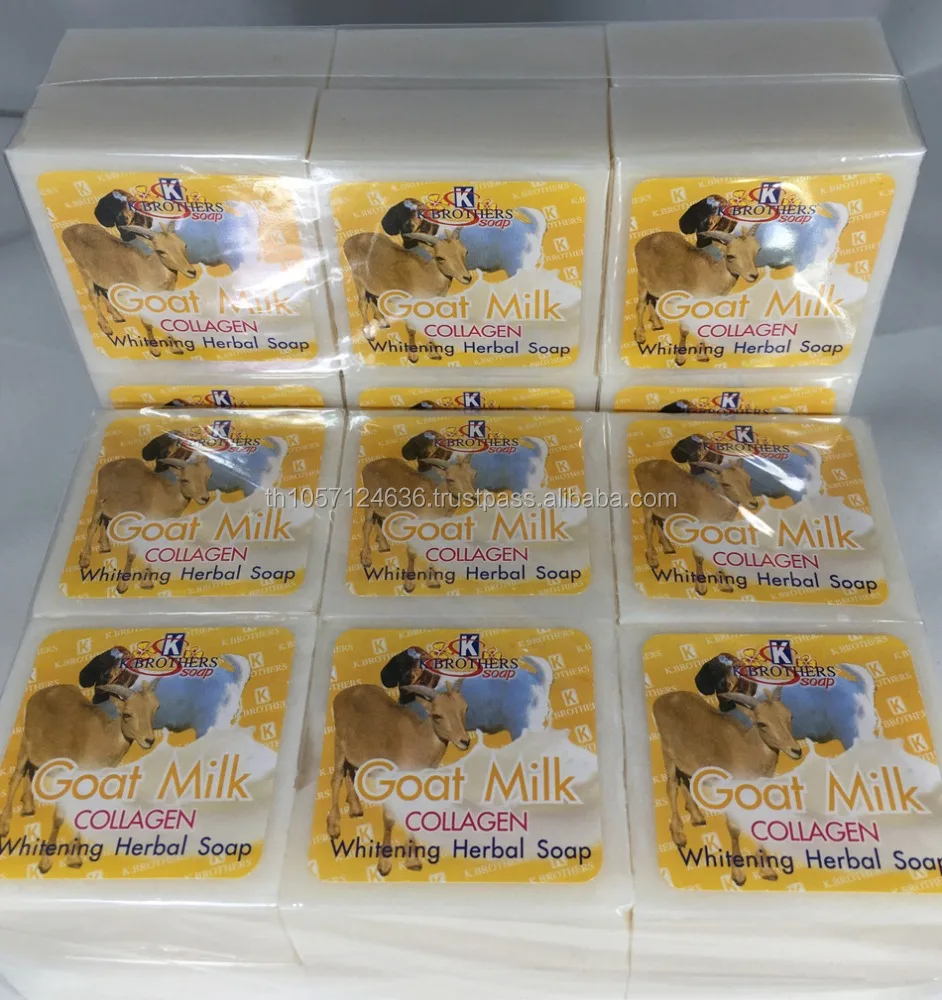 THAI GOAT MILK COLLAGEN WHITENING HERBAL SOAP NATURAL BODY FACE ACNE K BROTHERS