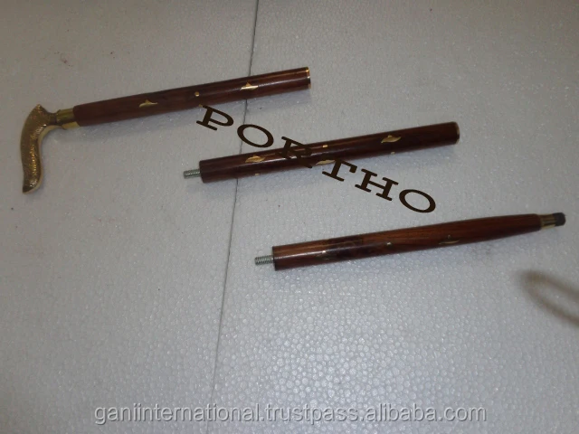 Vintage Wooden Carved Head Walking Stick Cane