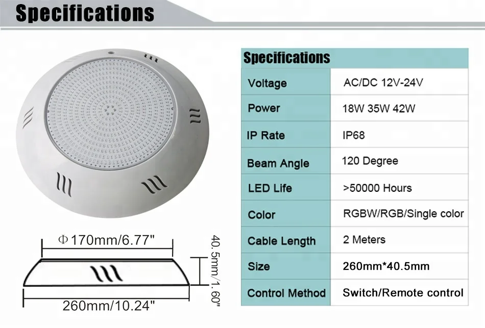 Светодиодный светильник для бассейна Par56, наполненная смолой лампа для соленой воды, 12 В, настенное крепление