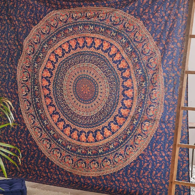 Indian Mandala Tapestry Cotton Bedspread Bohemian Elephant Wall Hanging Boho Hippie Wall Tapestries