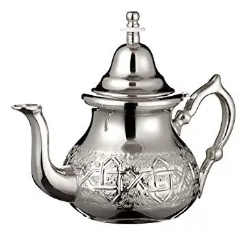 Moroccan 4 Cups Tea Pot Welded Legs Handmade Serving Small Brass Silver Plated Teapot Hand Carved