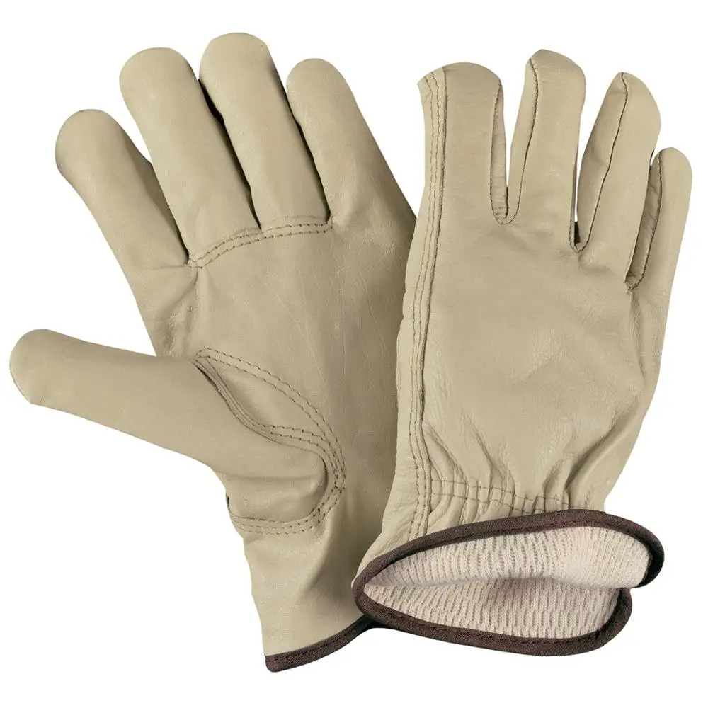 Durable Cow Leather Work Glove Half Finger Mechanic Winter Driving work safety Gloves