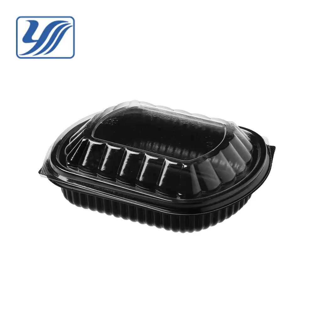 Black rectangular microwave plastic container