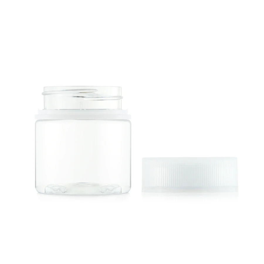 60g clear tamper evident childproof cap capsule pet pill plastic jar with custom silk printing 60g for storage