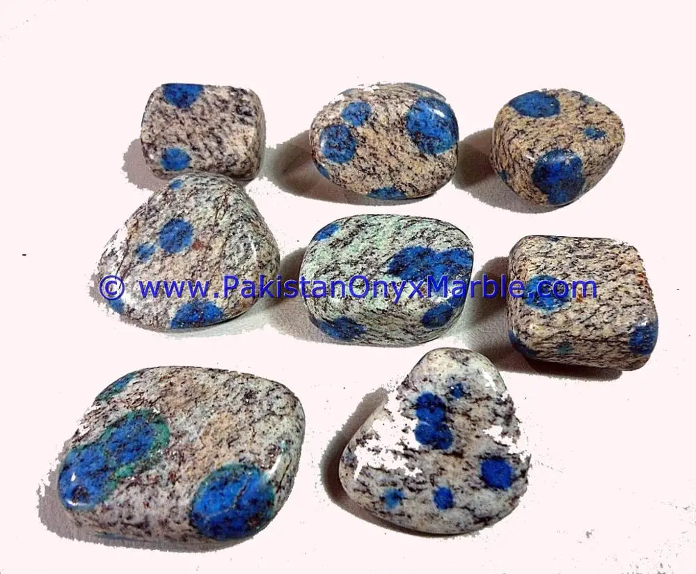 K2 Jasper Blue Azurite Granite Tumbled Stones Polished Mineral Gemstones in Grey CZ Rough Treatment