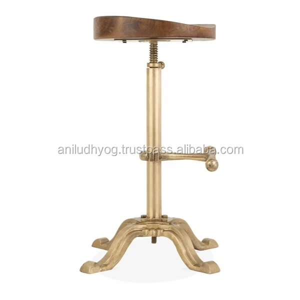 Cast iron solid wood tractor seat bar stool/Golden finish bar stool