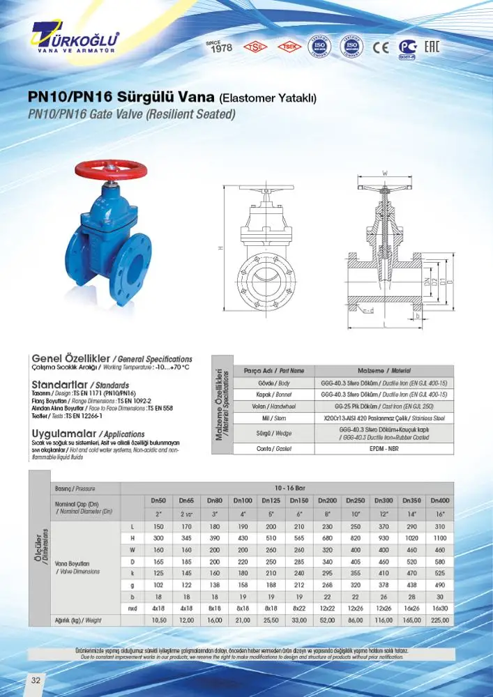 DN50 Gate Valve (Resilient Seated)