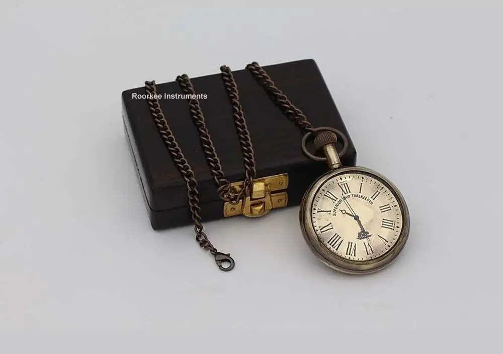 Personalized Pocket Watch with Presentation Box Vintage brass pocket watch movement quartz custom logo oem