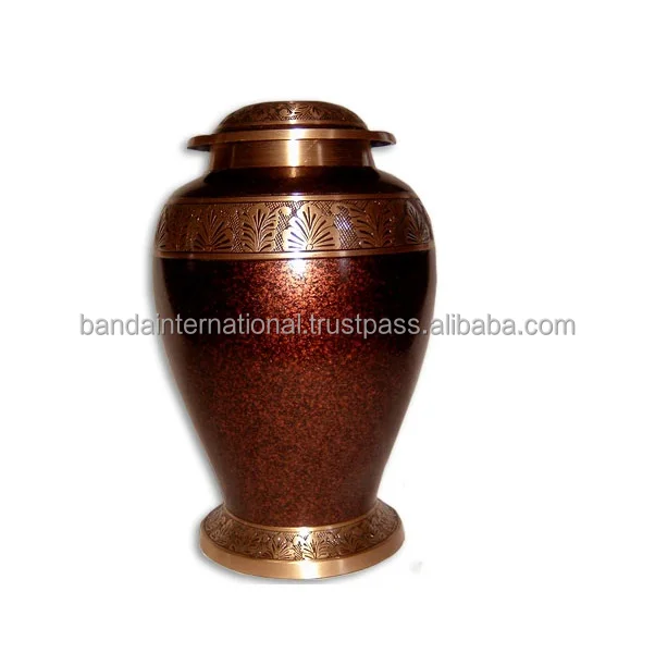 Wholesale Best Selling Metal Cremation Urns With Engraving Band Solid Low Prices Brass Large Funeral Urns Made India