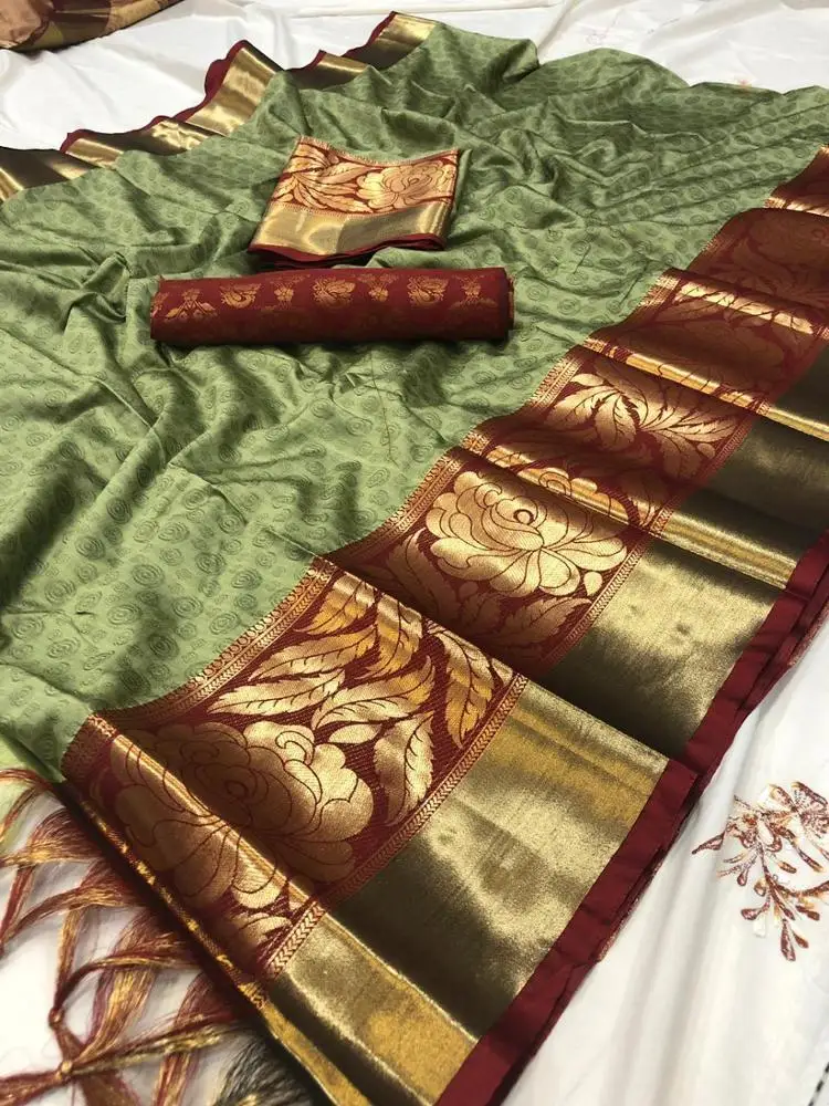 Шелковые хлопковые Дизайнерские Сари ручной работы от R & D Exports