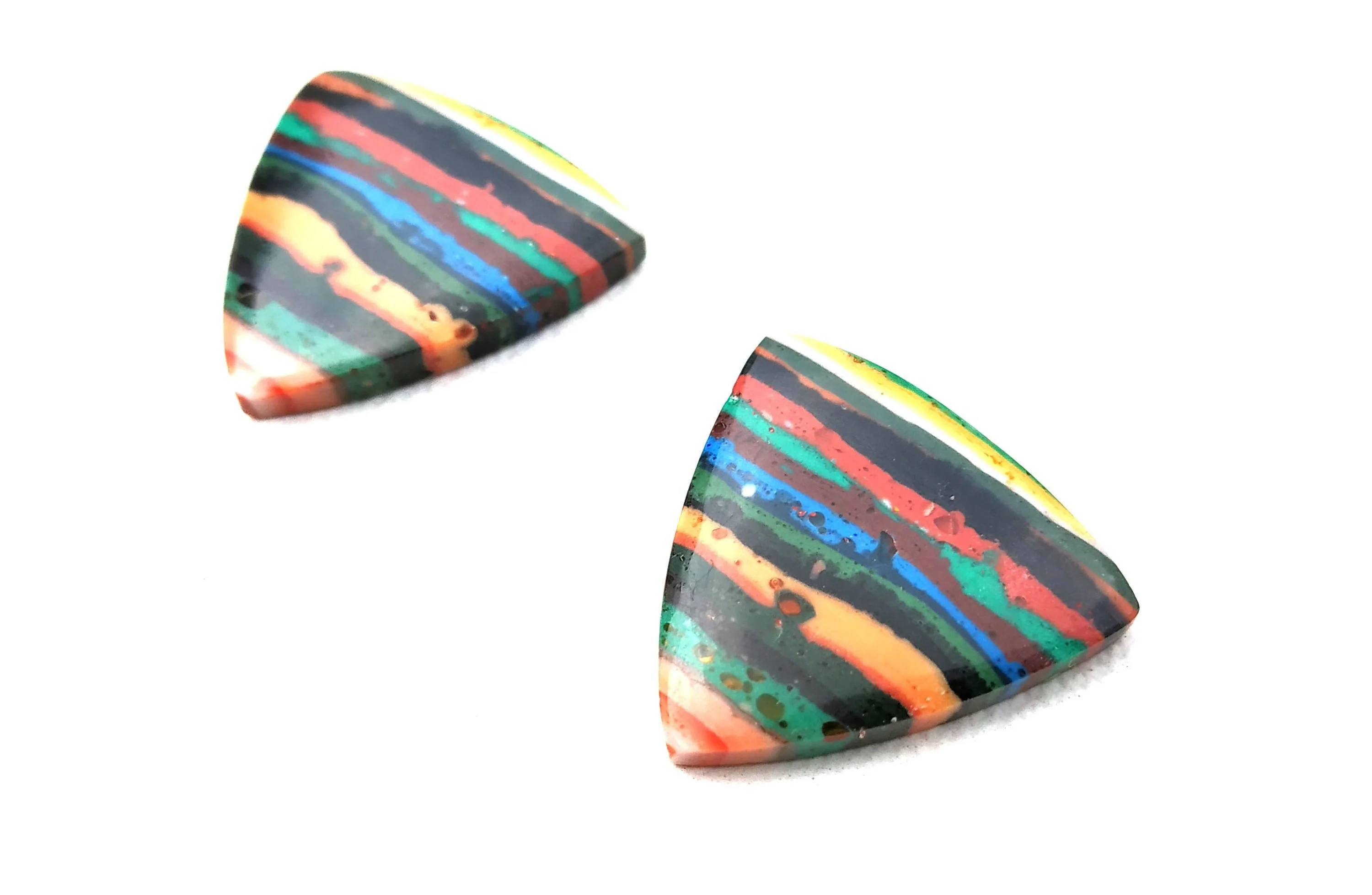 Unique Triangle Shape Natural Rainbow Calsilica Cabochon Loose Gemstone Jewelry Making Stone Collection Style Cut