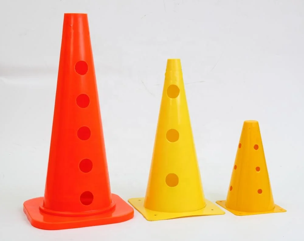Adjustable Soccer Training Kit Speed Flexible Hurdles Agility Cone 12 inches marker soccer cones with hole for sports training