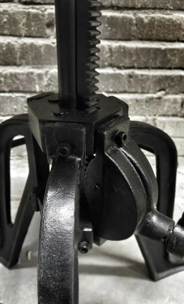 INDUSTRIAL CHAIR STOOL WITH ADJUSTABLE HEIGHT, IRON CAST AND LEATHER STOOL WITH BACKREST