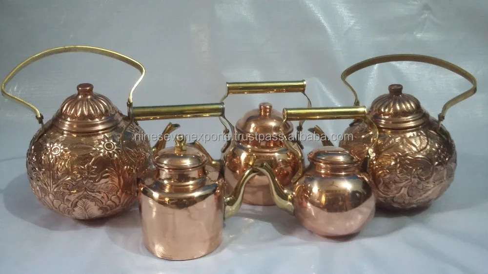 Pure Copper Hammerred Tea Kettle for Serving Tea And Milk.