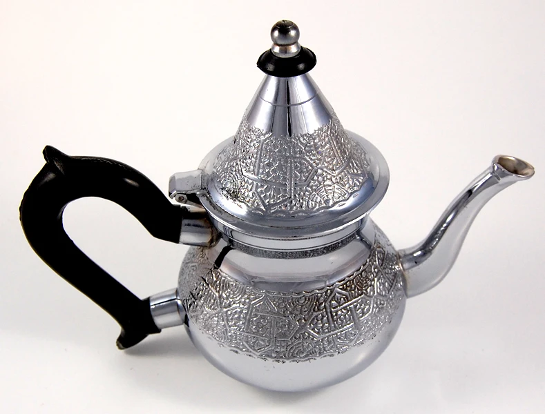 Moroccan 4 Cups Tea Pot Welded Legs Handmade Serving Small Brass Silver Plated Teapot Hand Carved