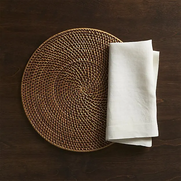
Novelty round woven rattan placemat - handmade placemat 