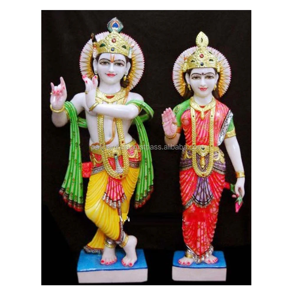 Colorful Marble Radha Krishna Moorti