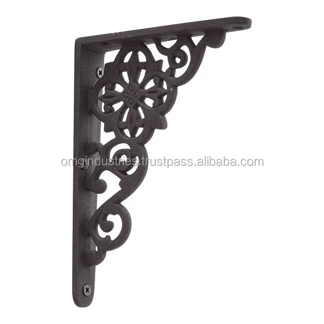 OMG Industries Antique Style Cast Iron Black Metal Wall mount Shelf Brackets