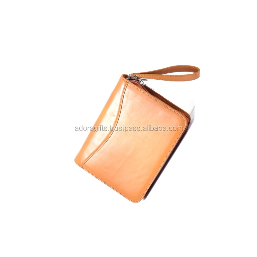 Zipper leather manager document A4 PU leather folder Padfolio multifunction organizer planner notebook