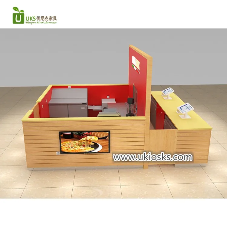 12X14ft Commercial Fast Food Pizza Kiosk & Shop Counter Design for Shopping Mall