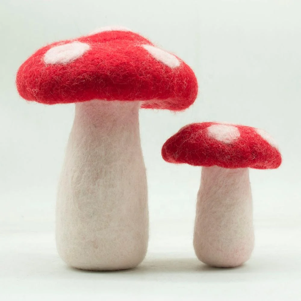 FCS-020 Mushroom Tree for Crafts & Decoration Made from Eco-friendly New Zealand Wool Felted by Nepalese Women Artisans of Nepal