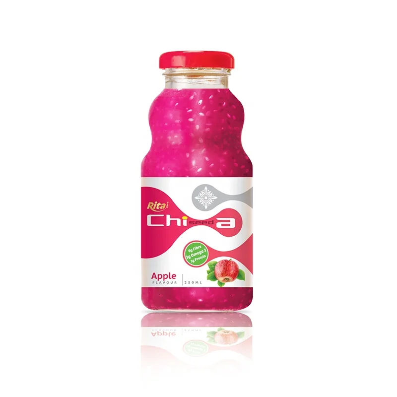 
Best Quality Best Price Natural Good Taste Pure Juice 250 ml Glass Bottle Mango Flavor Chia Seed Juice Drink 
