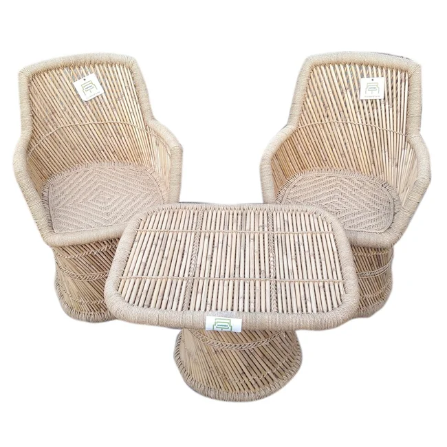 Outdoor Rattan Cane /Bamboo Garden simple coffee table wood chairs Furniture Set for Patio/Cottage/Courtyard/Terrace