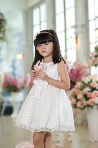 Beautiful white collection kid clothes dresses princess dress for girls, puffy layered dress for birthday party wearing.