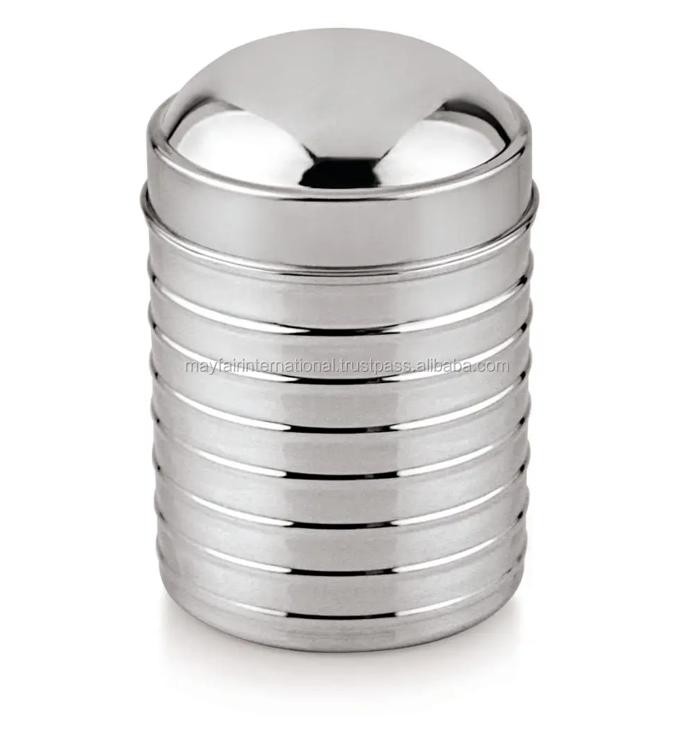 Household Necessary Stainless Steel Rib Design Canister For Sugar Coffee Tea