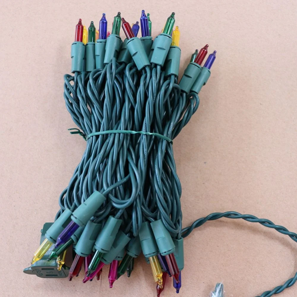 
50 Lights led Christmas lighting string for holiday decoration, Warm White, Green Wire,6 inch spacing 