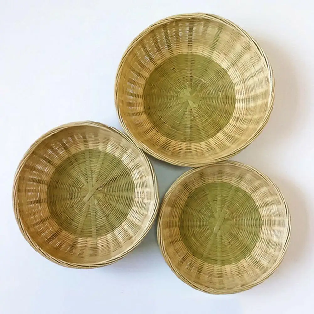 
Natural Bamboo Basket Food Fruit Snacks Craft Container Storage Exquisite Basket 