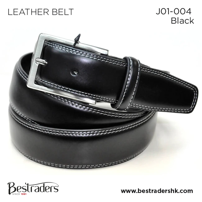Exclusive Range Latest Collection Best Selling Black Double Stitching in Dark Grey Color 100% Genuine Leather Belt for Men