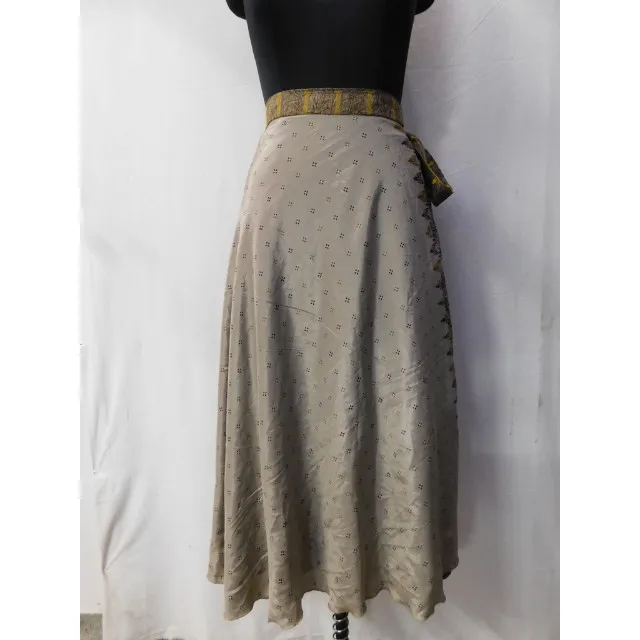 Reversible vintage silk sari wrap around long two layer skirt magic bohemian boho hippie dress