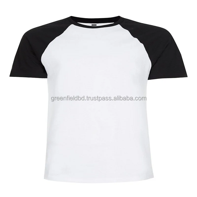 men white/black raglan short sleeve round neck t shirt