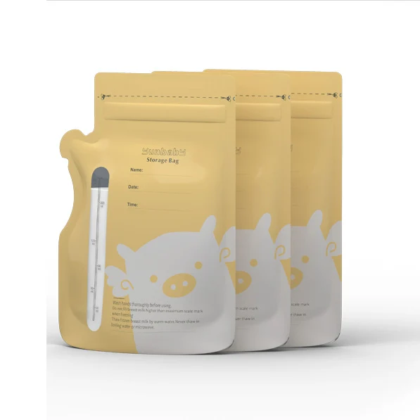Double Zipper BPA Free Food Grade Breast Milk Storage Bag Stand Up Plastic Liquid Milk Bags