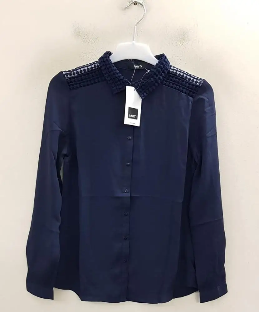 Premium Quality Branded Labels Ladies Women Latest Design Plain Formal Casual Office Smart Work Long Sleeved Dress Shirts Blouse