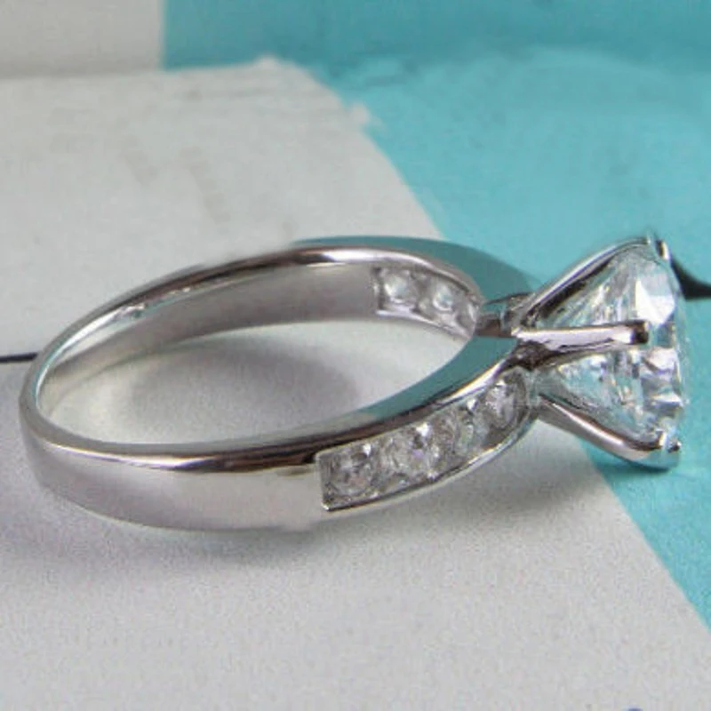 1.30 Carats Genuine White Round Moissanite Ring in 14k White Gold ,14k Gold Engagement Ring