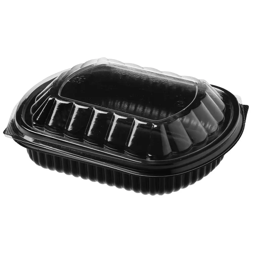 Black rectangular microwave plastic container