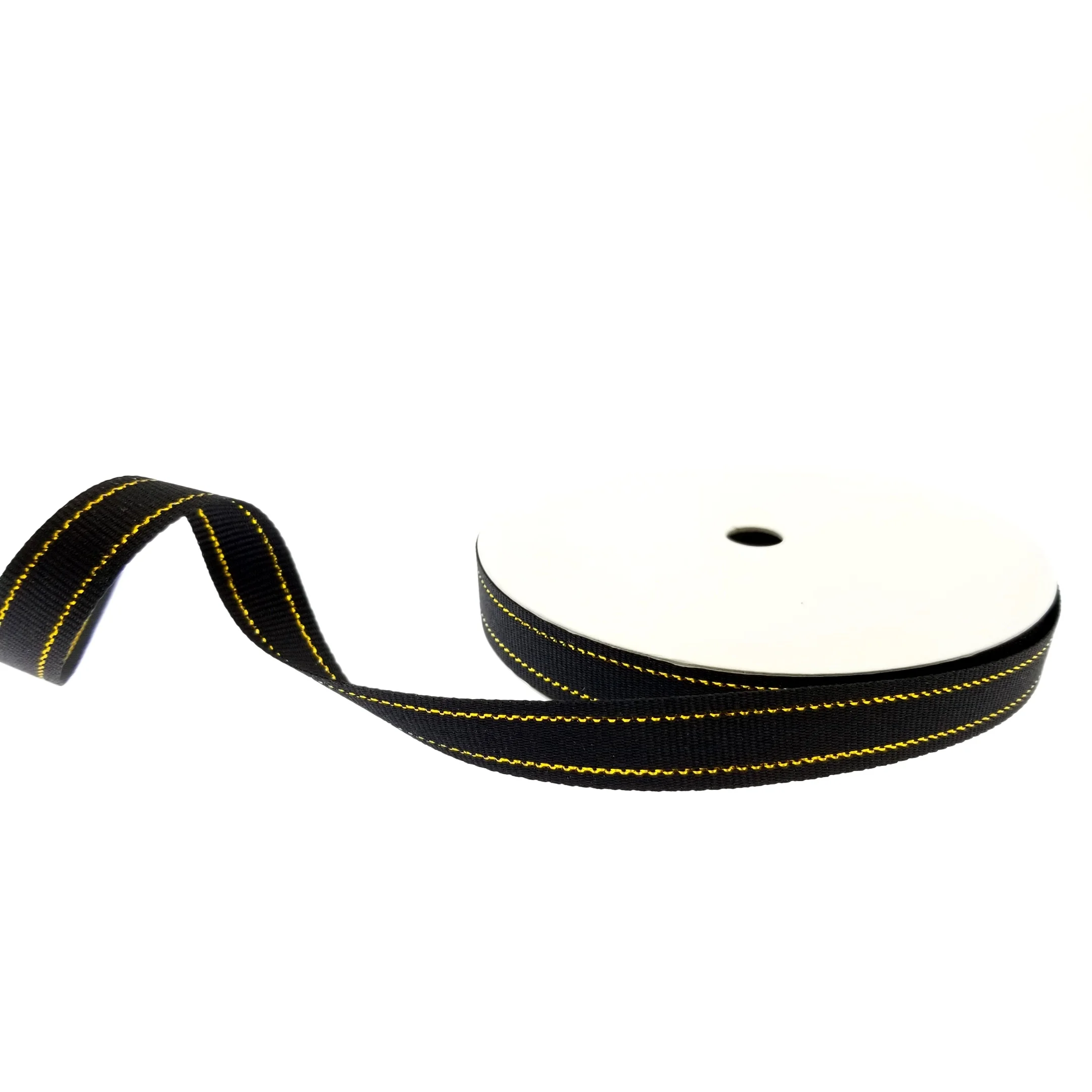 Cheap price polyester grosgrain with gold stitching ribbons