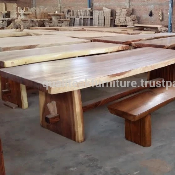 Antique Furniture Dinner Room t suar wood Dining Table Set for 10 seater and outside usage