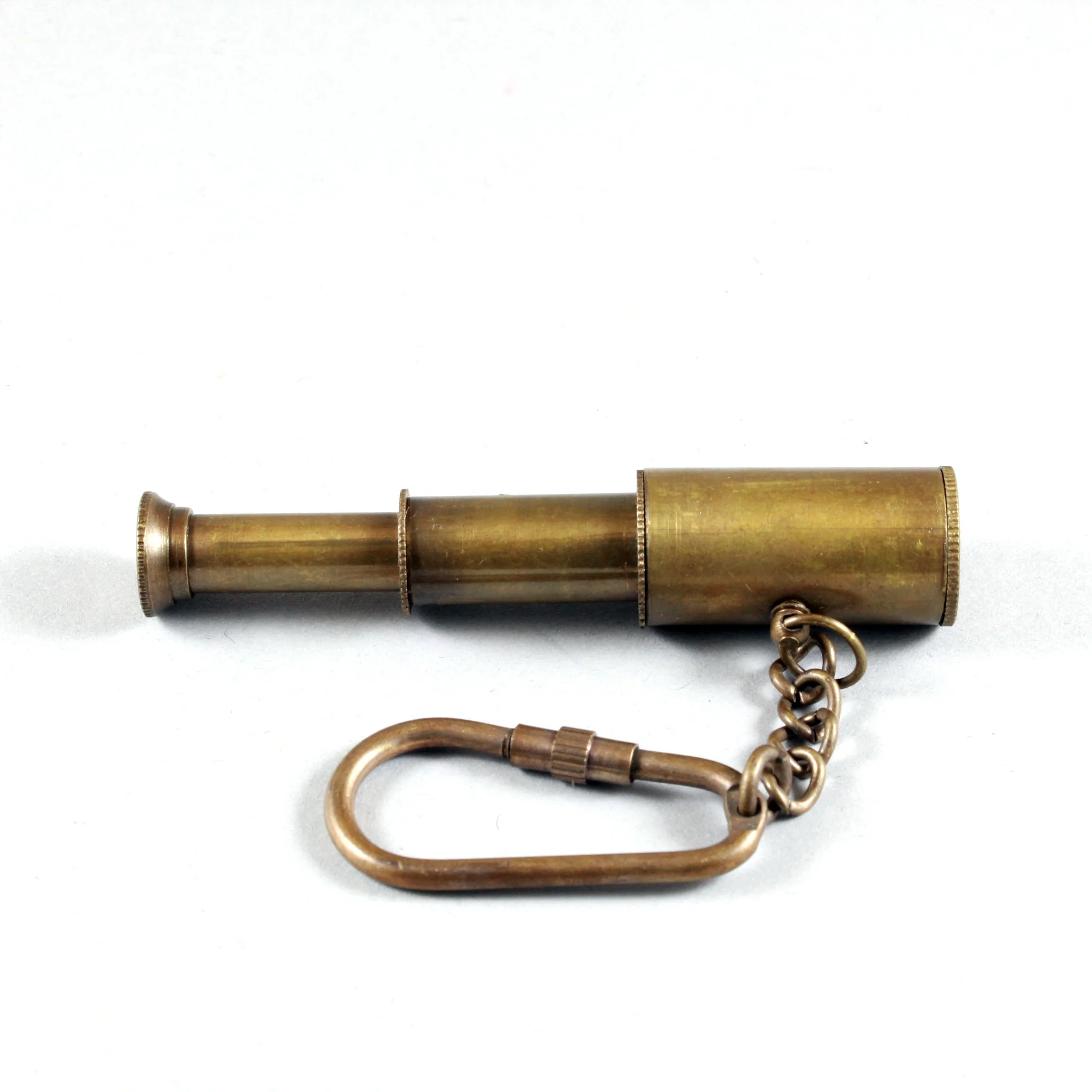 Brass Nautical Small Miniature Antique Marine Double Fold Telescope Spyglass Keychain Key ring holder Loop
