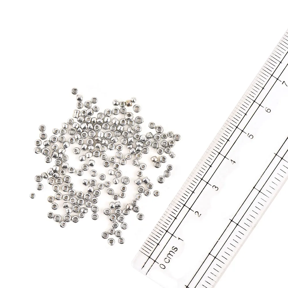 Fashion Metallic Silver Glass Seed Beads For Jewelry (1000 in Pack)