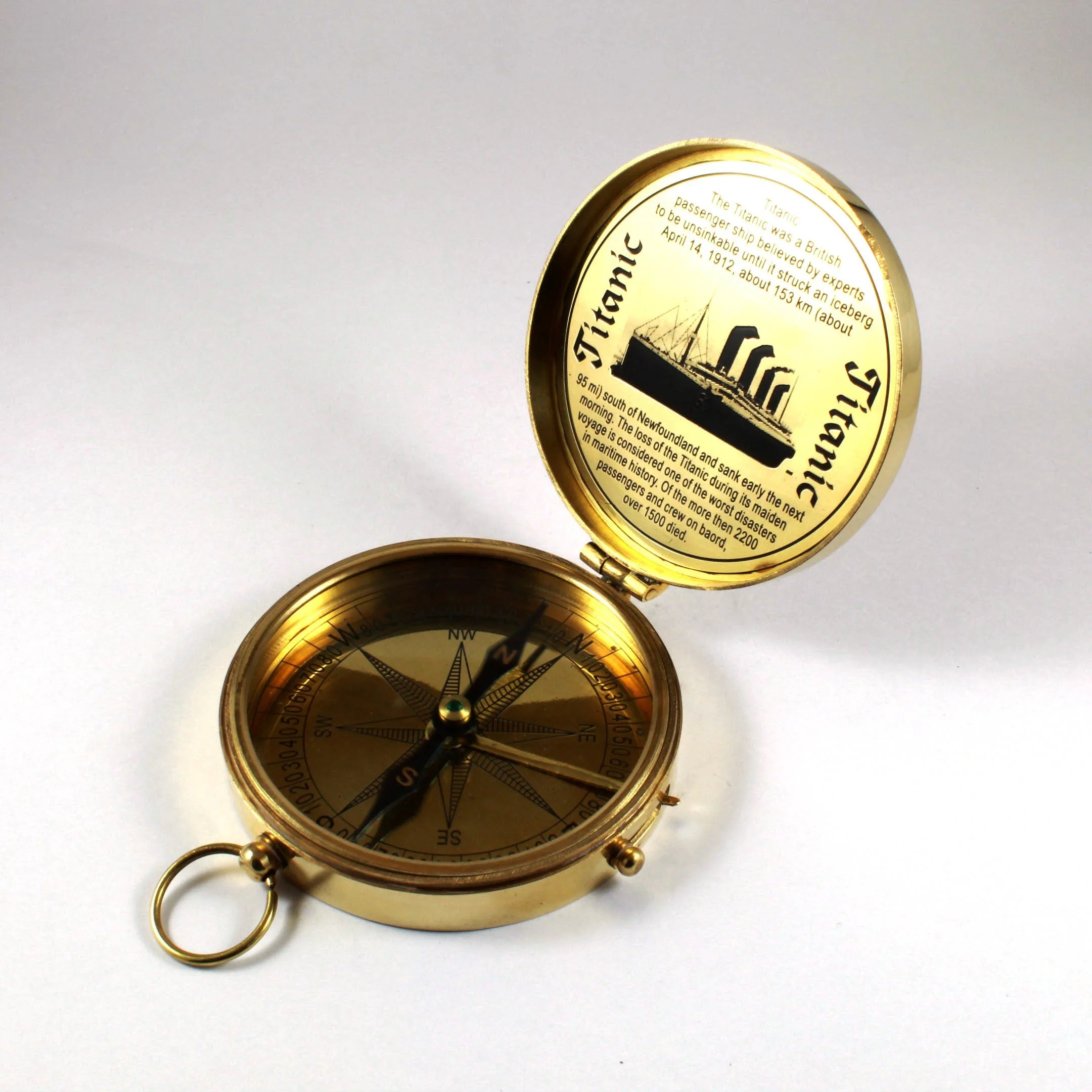 Brass Nautical Polished Finish Directional Camping Directional Compass Leather Case