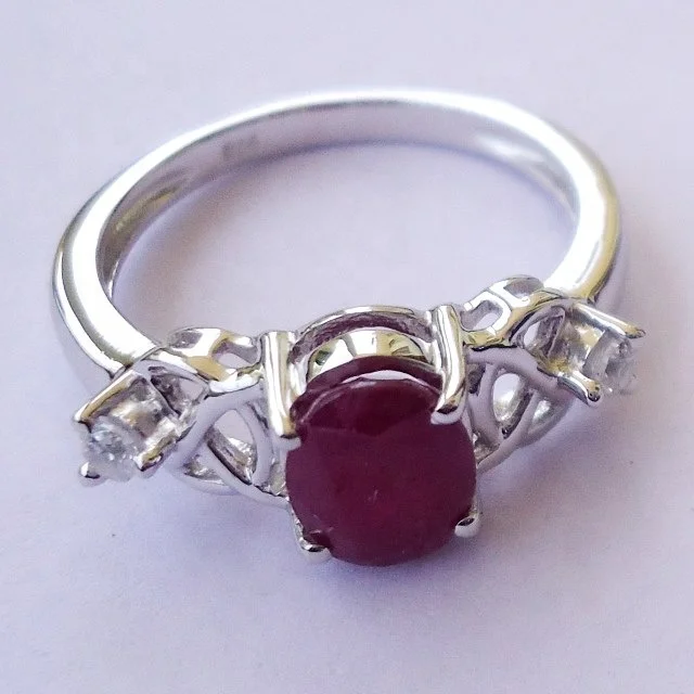 Best Design Natural Genuine Red Ruby Gemstone 925 Silver Rings for Females for Party Gifts