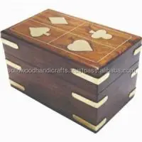 WOODEN PLAYING CARDS BOX  WITH TWO CARDS PIECES / FOR PARTY CASINO GIFTS