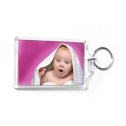Hot Amazon item Wholesales STARWOOD #G1517 35*50 mm Rectangle Acrylic Photo Keychain DIY make your own keyholder