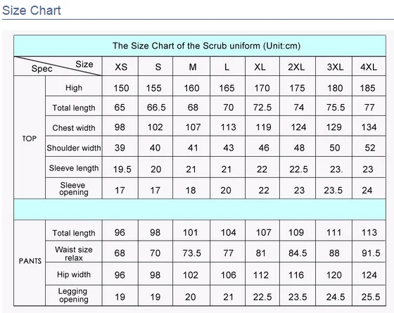 Size chart