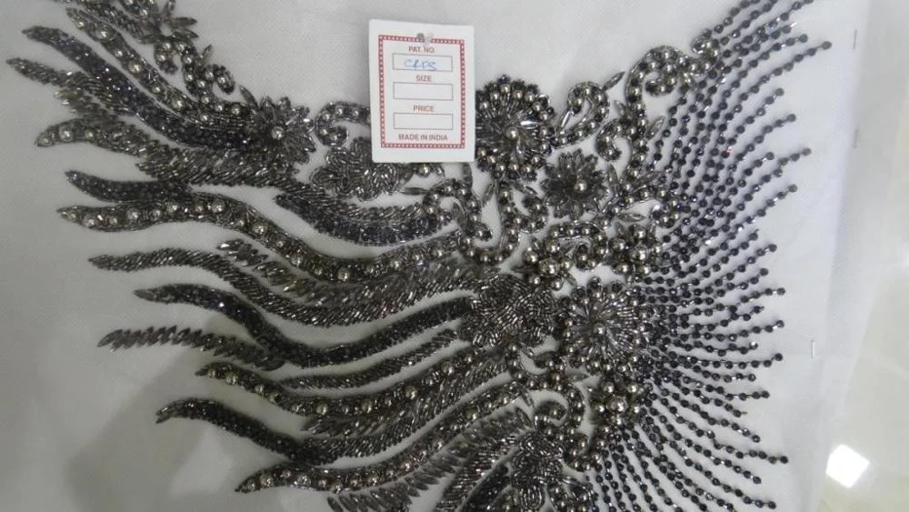 india New Innovative Product Beaded Applique Lace Trim Crystal Rhinestones Patches